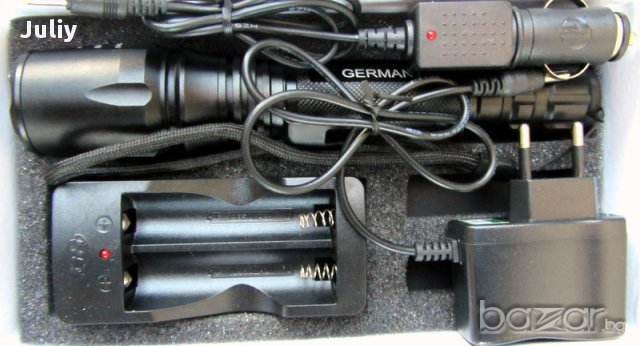 Мощен прожектор Police 120000w / Xml-t6 / 5 Watt /с две батерии /, снимка 2 - Прожектори - 8298496