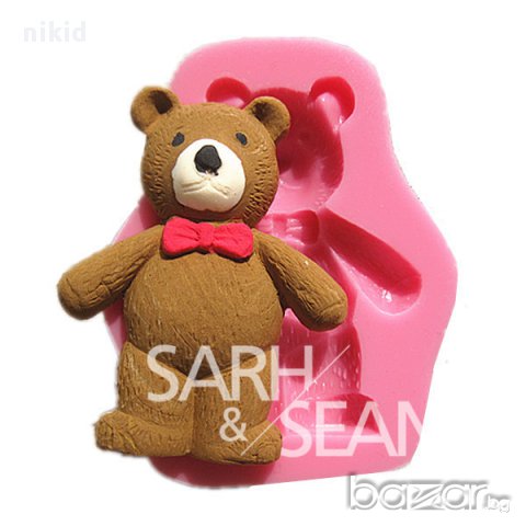 мече мечок с папионка силиконова форма молд украса декор торта фондан шоколад