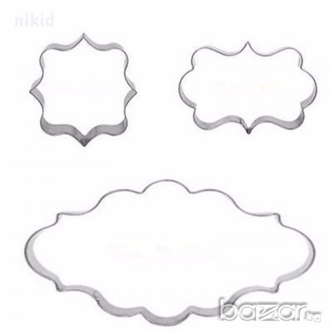 3 бр форми резци резец метална рамка рамки табела за сладки мъфини кексчета фондан украса , снимка 1 - Форми - 12735043