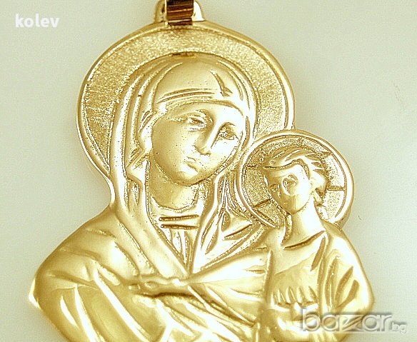 златен медальон Богородица с Младенеца 2.22 грама/14 карата, снимка 5 - Колиета, медальони, синджири - 11141950