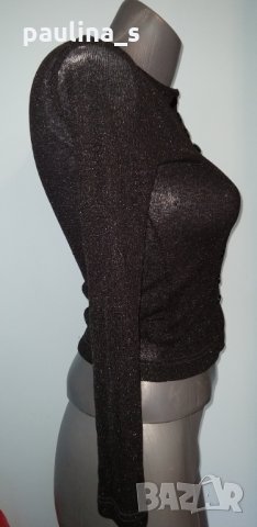 Жилетка тип блуза с черно ламе / бутиков артикул по модел на на Alessa, снимка 3 - Блузи с дълъг ръкав и пуловери - 26139718