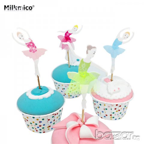 24 бр танцуващи момичета балерини балерина топер на клечки украса декорация за мъфини кексчета парти