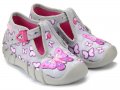Текстилни обувки с пеперуди Befado  110P351 с  дишащи, анатомични подметки за момичета 