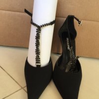 Bellini черни обувки с камъни на ток/абитуриентски/официални N38, снимка 6 - Дамски обувки на ток - 22787646