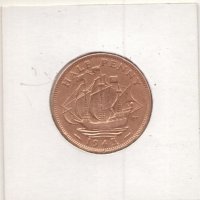 United Kingdom-½ Penny-1943-KM# 844-George VI-with 'IND:IMP', снимка 3 - Нумизматика и бонистика - 19827645