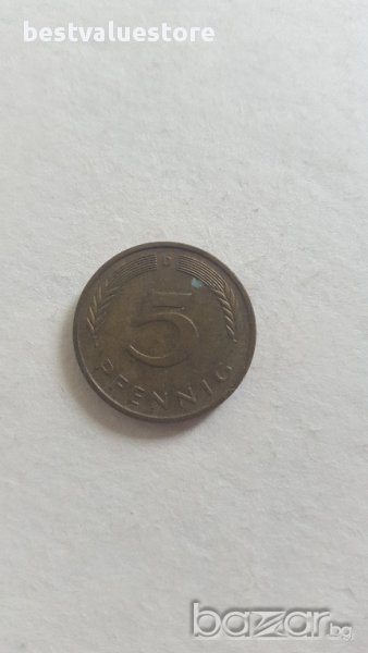 Монета 5 Немски Пфенига 1985г. / 1985 5 German Pfennig Coin KM# 107 J# 382 Schön# 105, снимка 1