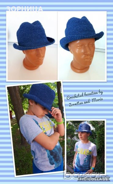 Каубойска шапка от прежда рафия , снимка 1