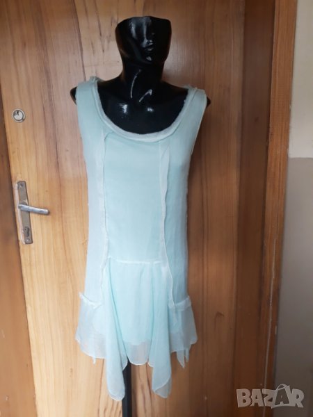 Феерична туника от шифон светъл тюркоаз М/Л, снимка 1