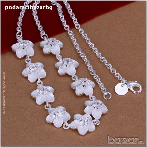 КОМПЛЕКТ ОРХИДЕИ - ПОСРЕБРЕНИ!ДОКАЗАНО КАЧЕСТВО И ПРОБА 925 С ЩЕМПЕЛ!, снимка 1