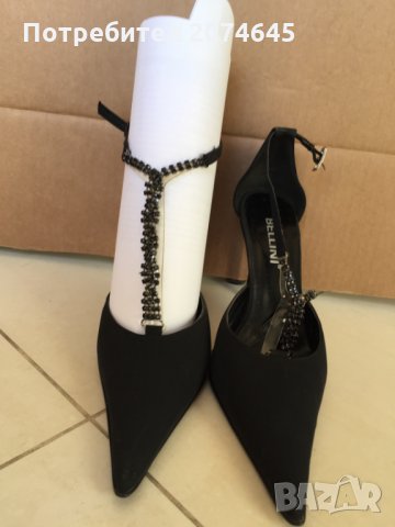Bellini черни обувки с камъни на ток/абитуриентски/официални N38, снимка 6 - Дамски обувки на ток - 22787646