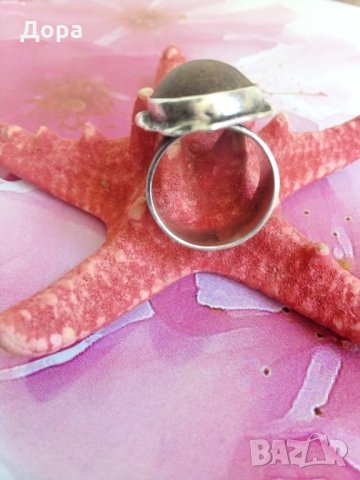 Стар сребърен пръстен с естествен кехлибар, снимка 3 - Пръстени - 25958803