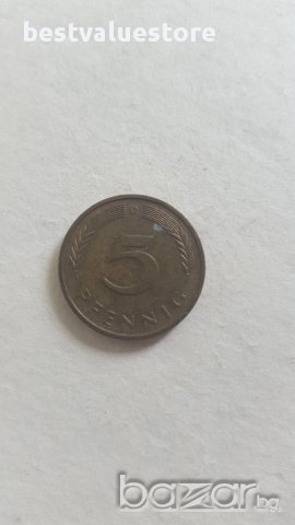 Монета 5 Немски Пфенига 1985г. / 1985 5 German Pfennig Coin KM# 107 J# 382 Schön# 105