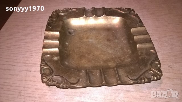 поръчан-ретро пепелник-мед/месинг-15х15х2см-внос швеицария, снимка 2 - Колекции - 22535534