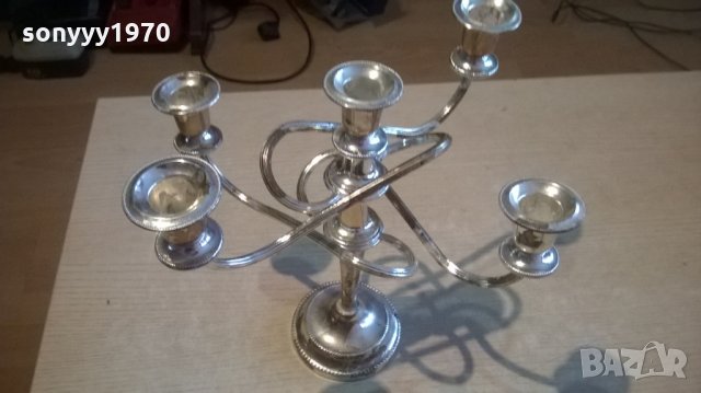 красив свещник за 5 свещи-25х25х20см-внос швеицария, снимка 5 - Колекции - 23991791