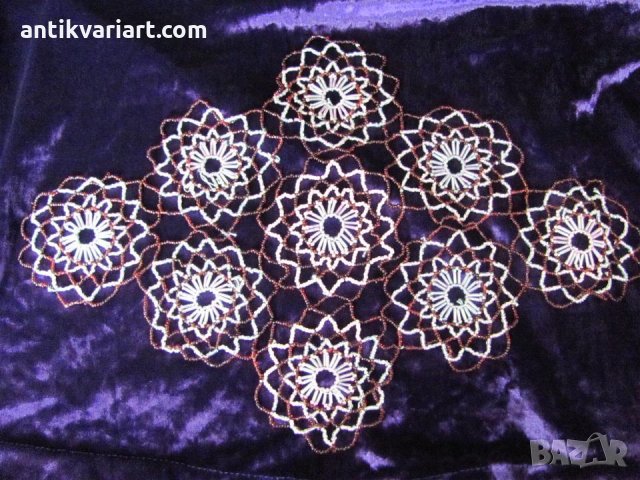 30-те Стари Ръчно Изработени Покривки от Стъклени мъниста, снимка 2 - Антикварни и старинни предмети - 25903825