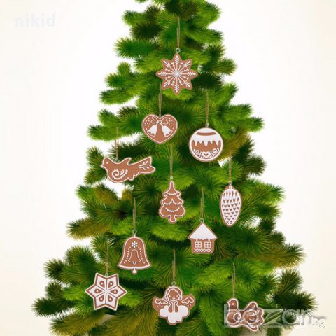 11 бр. бисквитки Коледни изкуствени домашни бисквити декорация за елха силиконови, снимка 2 - Декорация за дома - 16762992