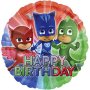 PJMASKS PJ Masks PJ Mask happy birthday кръгъл фолио фолиев балон хелий или въздух парти рожден ден, снимка 1 - Други - 21508488