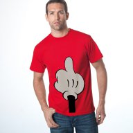 Промо! Мъжка тениска MICKEY MOUSE MIDDLE FINGER с дизайнерски принт! Поръчай модел с ТВОЯ идея!, снимка 1 - Тениски - 10805061