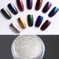 ХИТ !!  цветен прах за нокти пудра  за UV огледален хромиран  ефект блясък пигмент маникюр, снимка 2 - Декоративна козметика - 15360330