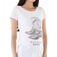 Maison Scotch Blue Rocks Boots Tee - страхотна дамска тениска, снимка 1 - Тениски - 25414255