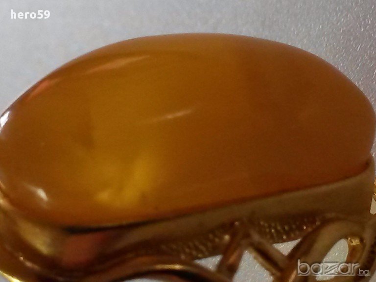 Дамски руски пръстен с натурален кехлибар, снимка 1