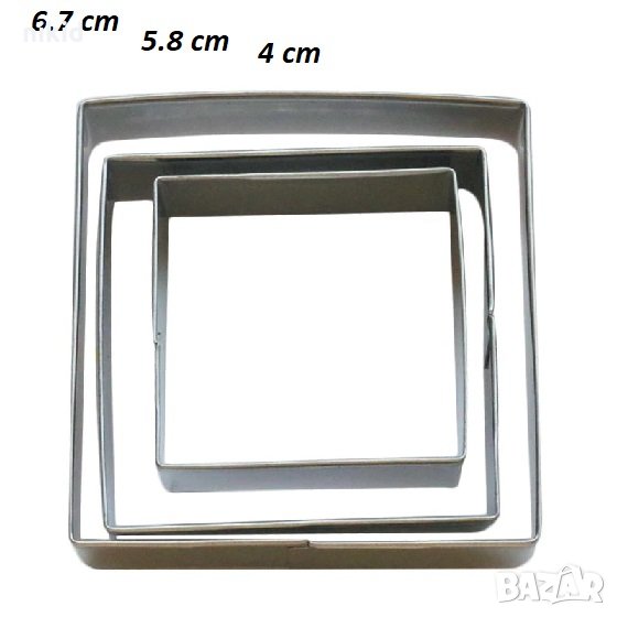 3 размера квадрат квадрати рамкии метални резци форми украса декорация торта фондан бисквитки, снимка 1