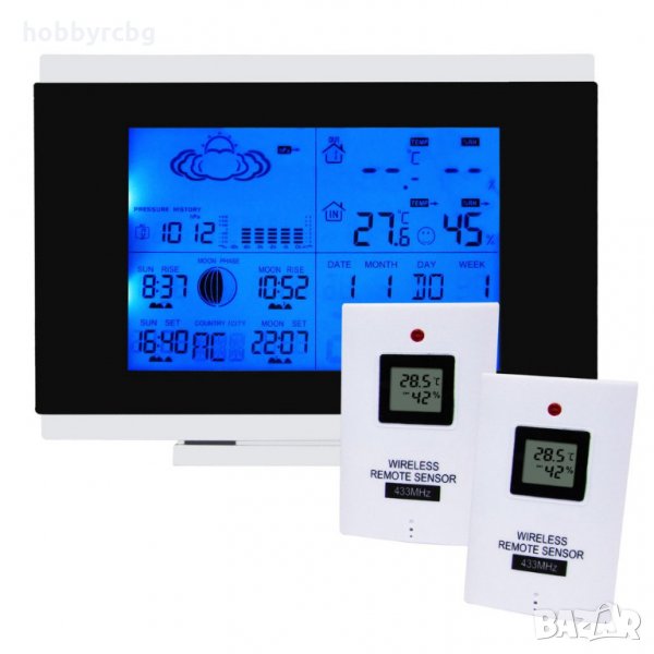 Цифрова метеостанция с 2 сензора термометър влажност налягане, снимка 1
