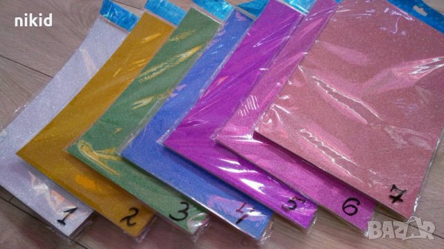 Брокатен глитер глитерен картон А4 250 гр 1 бр лист за декорация 