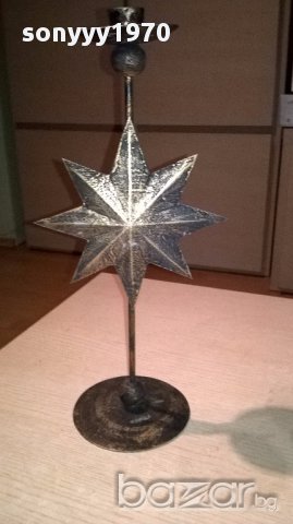 Метален свещник-40х16см-внос швеицария, снимка 4 - Антикварни и старинни предмети - 17521742