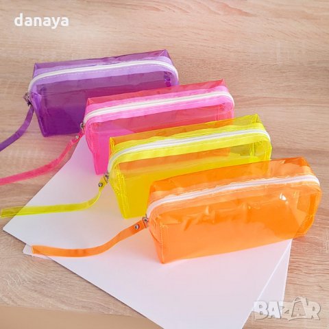 Прозрачен ученически несесер за моливи неонови цветове, снимка 7 - Ученически пособия, канцеларски материали - 26195353