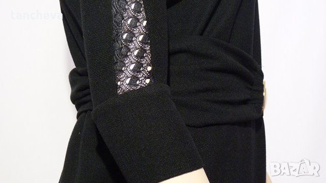 Стилна Черна Рокля с колан-M, L, снимка 3 - Рокли - 23295944
