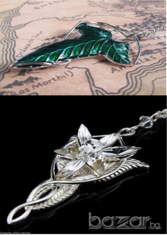 Комплект две колиета от "Властелинът на пръстените" (Lord of The Rings)-колието на Arwen+листото, снимка 1 - Колиета, медальони, синджири - 7734379