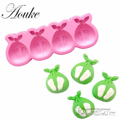 бебешки крачета вързоп силиконов молд форма за декор украса торта фондан гипс сапун кръщене