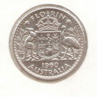 +Australa-1 Florin-1960-KM# 60-Elizabeth II 1st port-silver+, снимка 1 - Нумизматика и бонистика - 17988994