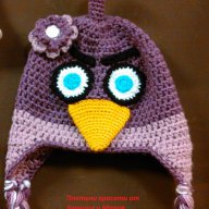 Плетена зимна шапка angry bird, снимка 4 - Шапки, шалове и ръкавици - 6586719