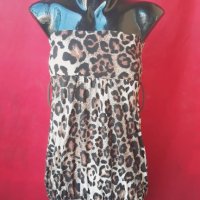 Леопардова рокля бюстие тип балон  С, снимка 1 - Рокли - 22192043