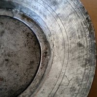 Автентичен Възрожденски широкопол сахан паница бакър медна чиния д=26, снимка 7 - Антикварни и старинни предмети - 21381550