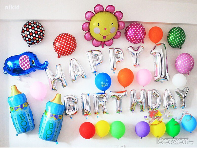 Балони Happy Birthday рожден ден сребрист цвят фолио фолиев, снимка 1
