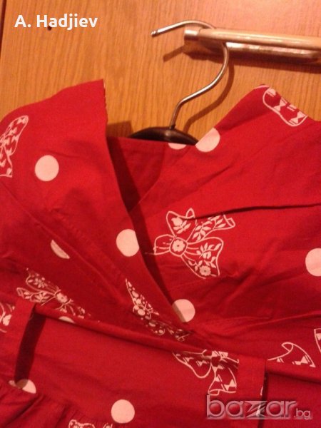 червена рокля на точки, снимка 1