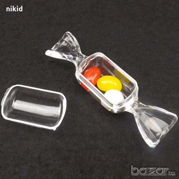 Бонбон пластмасов поликарбонат разглобяема кутия кутийка с капаче за подарък с бижу и украса декор , снимка 1