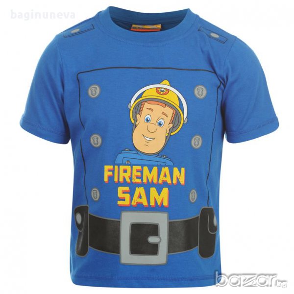 Нова детска синя тениска от Англия с Пожарникаря Сам-размер-5-6г-7-8г, снимка 1