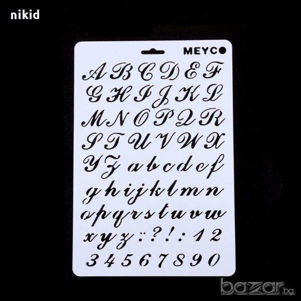 ръкописни букви латиница букви латински шаблон стенсил спрей торта украса кекс декорация роял айсин, снимка 1