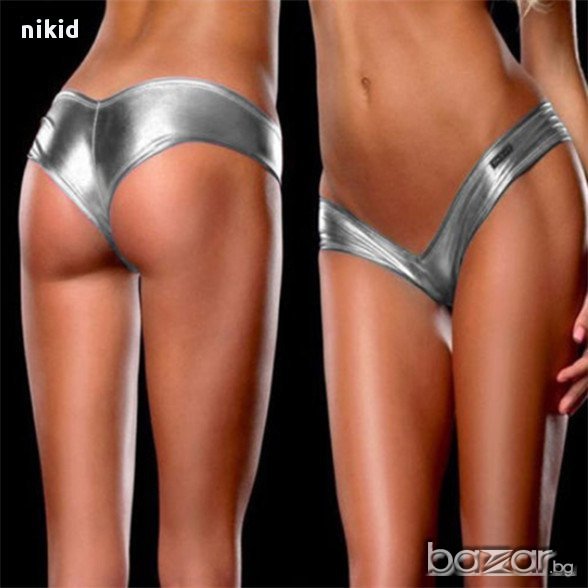 Секси бикини с метален ефект металик сребристи, снимка 1