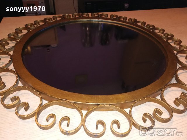 АНТИК-огледало 57см-ковано желязо-цвят злато-внос швеицария, снимка 5 - Антикварни и старинни предмети - 20291579