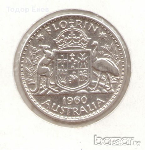+Australa-1 Florin-1960-KM# 60-Elizabeth II 1st port-silver+