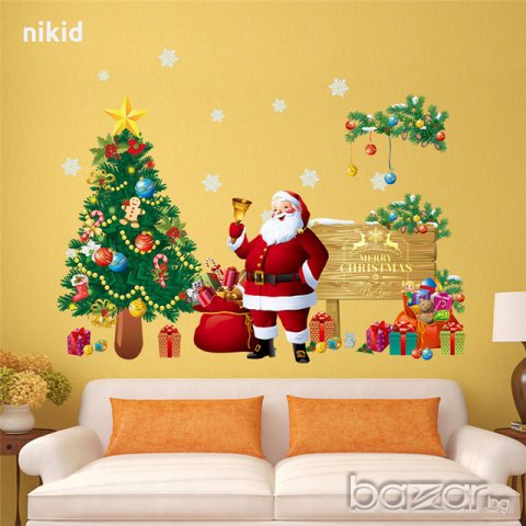 Christmas  Santa Claus Коледен Дядо Коледа стикер постер за стена и мебел  лепенка декор, снимка 1 - Други - 20280156