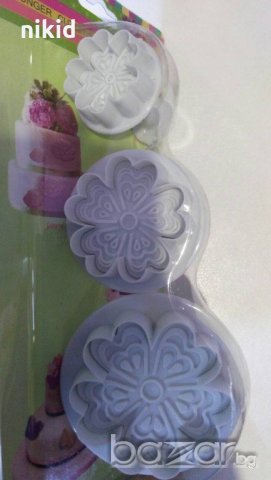3 бр детелини цветя пластмасови форми резци с бутало и релеф декорация фондан торта сладки