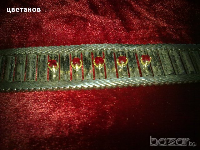 стара сребърна гривна с рубини и 18 к.злато, снимка 4 - Антикварни и старинни предмети - 16432046