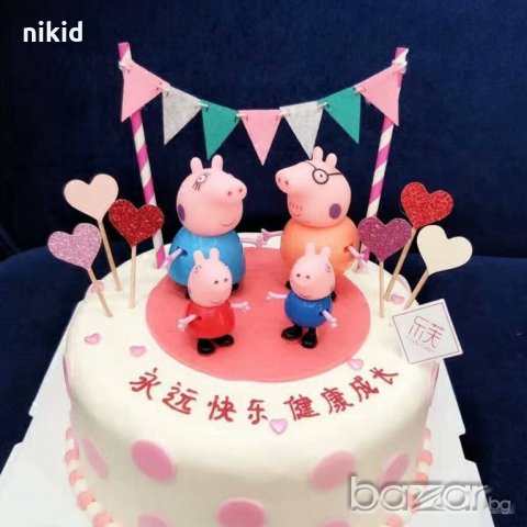 4 бр Пепа Пиг семейство Pepa Pig Peppa Pig сет играчки PVC фигурки украса топери за торта украса, снимка 3 - Фигурки - 20538753