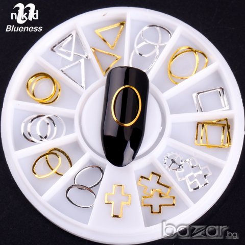 36 бр големи геометрични форми фигури бижу  декорация за нокти маникюр в кутия
